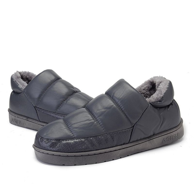 Heren Pu Leer Verhoogde Zolen Antislip Slijtvast Dikker Pluche Warm Thuis Casual Katoenen Slippers