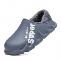 Heren Pu Leer Waterdicht Antislip Elastische Schoen Mond Ontwerp Zachte Warme Thuis Katoenen Slippers