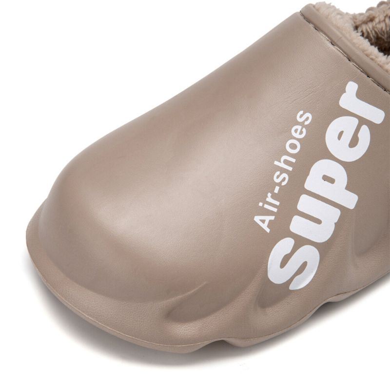 Heren Pu Leer Waterdicht Antislip Elastische Schoen Mond Ontwerp Zachte Warme Thuis Katoenen Slippers