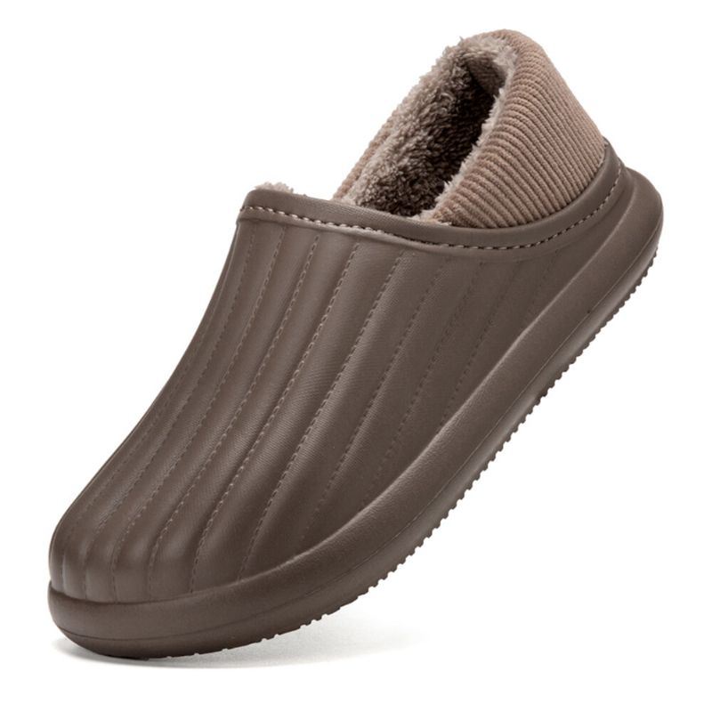 Heren Pure Kleur Ronde Kop Zachte Pluche Warme Dikke Zolen Antislip Met Hak Thuis Katoenen Slippers