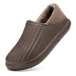 Heren Pure Kleur Ronde Kop Zachte Pluche Warme Dikke Zolen Antislip Met Hak Thuis Katoenen Slippers