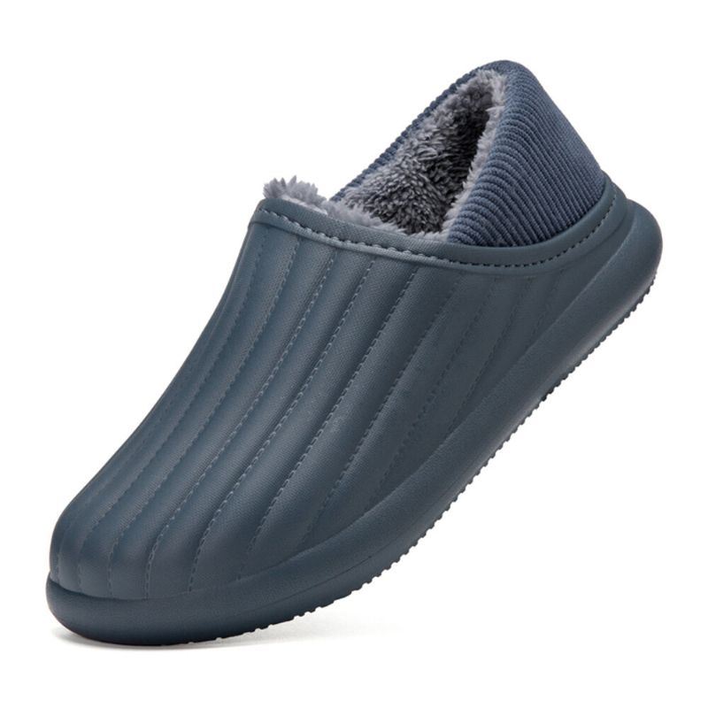 Heren Pure Kleur Ronde Kop Zachte Pluche Warme Dikke Zolen Antislip Met Hak Thuis Katoenen Slippers