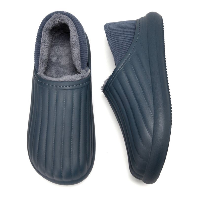 Heren Pure Kleur Ronde Kop Zachte Pluche Warme Dikke Zolen Antislip Met Hak Thuis Katoenen Slippers