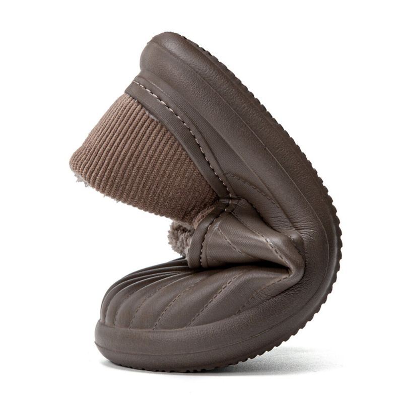 Heren Pure Kleur Ronde Kop Zachte Pluche Warme Dikke Zolen Antislip Met Hak Thuis Katoenen Slippers