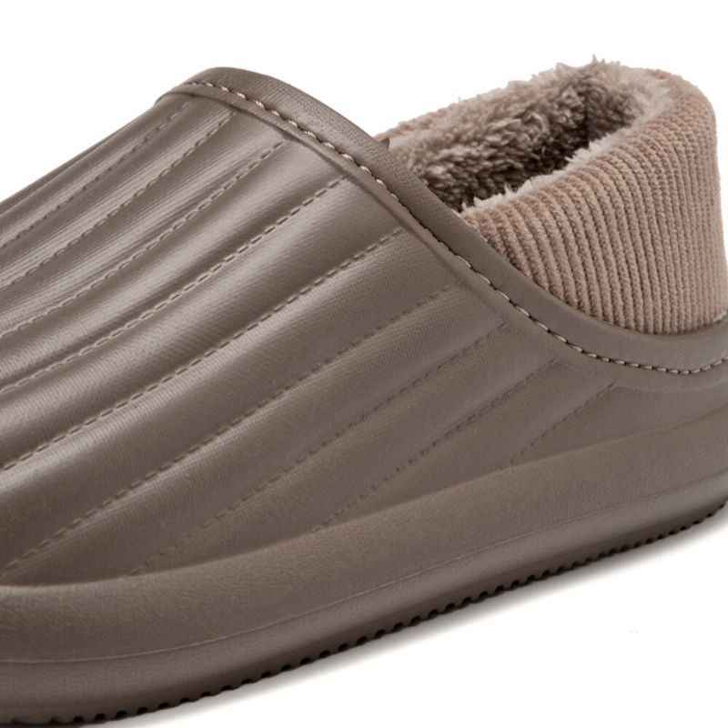 Heren Pure Kleur Ronde Kop Zachte Pluche Warme Dikke Zolen Antislip Met Hak Thuis Katoenen Slippers