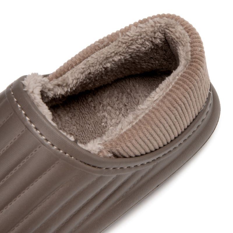 Heren Pure Kleur Ronde Kop Zachte Pluche Warme Dikke Zolen Antislip Met Hak Thuis Katoenen Slippers