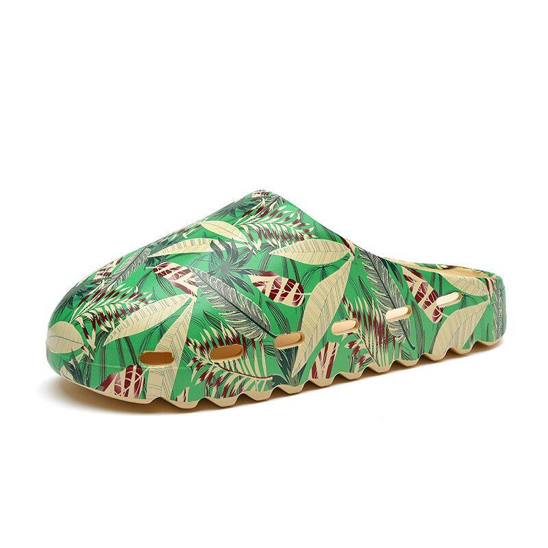 Heren Pvc Kokospalm Print Zachte Dikke Zool Antislip Comfortabel Ademend Zomer Casual Thuis Slide Slippers