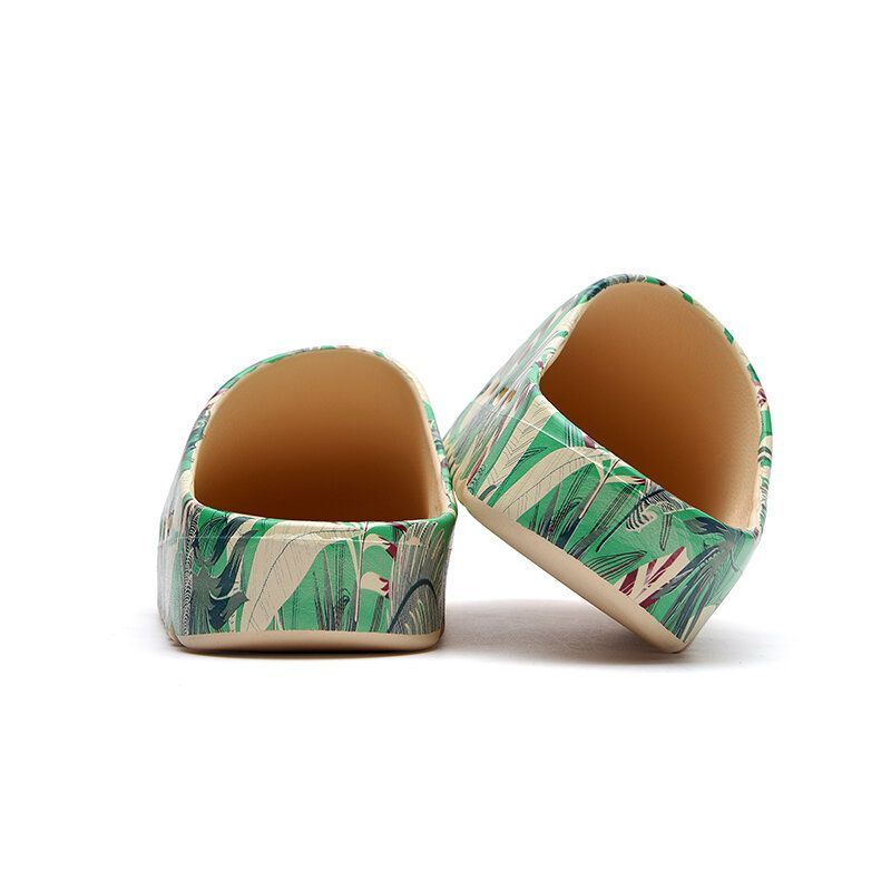 Heren Pvc Kokospalm Print Zachte Dikke Zool Antislip Comfortabel Ademend Zomer Casual Thuis Slide Slippers