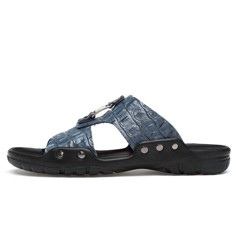 Heren Rundleer Ademend Zachte Bodem Antislip Comfy Geopend Casual Slippers