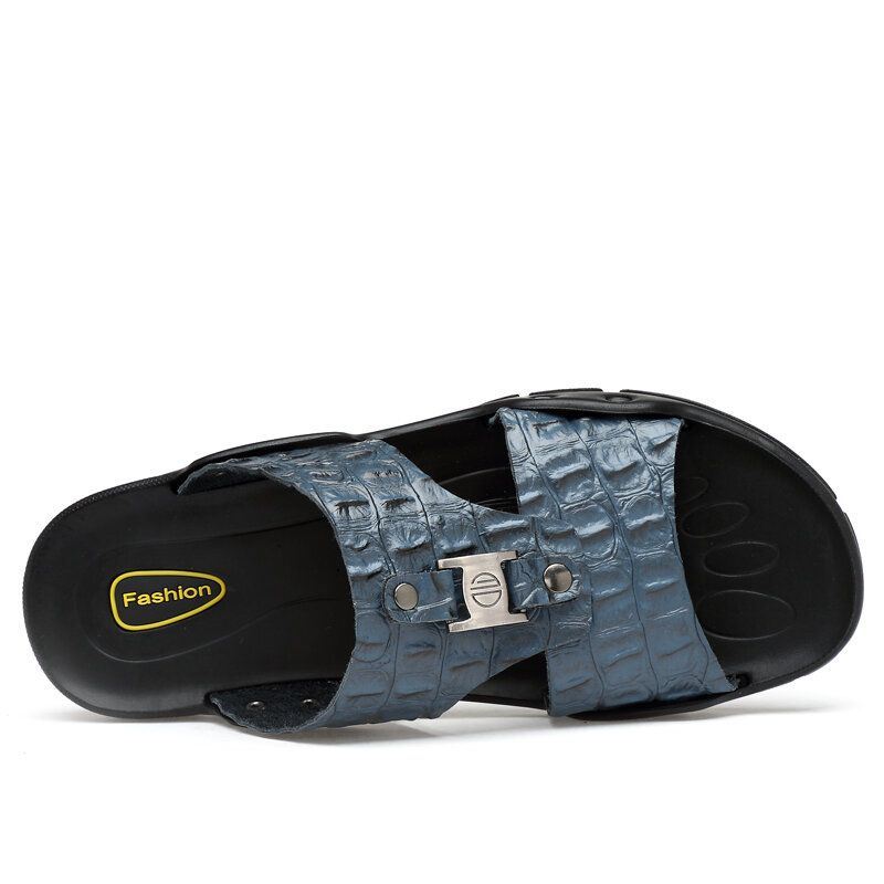 Heren Rundleer Ademend Zachte Bodem Antislip Comfy Geopend Casual Slippers