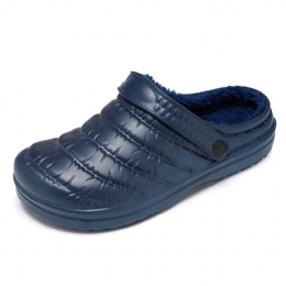 Heren Waterdichte Doek Pluche Warm Gevoerde Comfortabele Slip Op Thuis Slippers