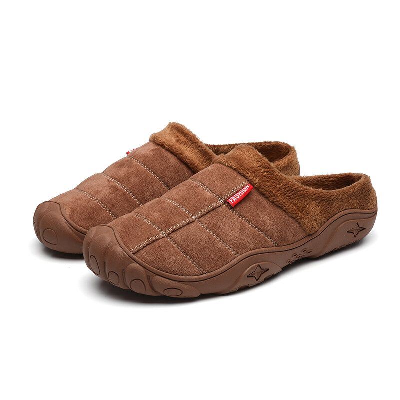 Heren Zachte Comfy Suède Antislip Warm Thuis Katoenen Pantoffels