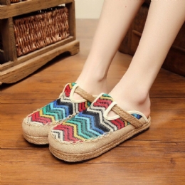 Rainbow Espadrilles Vlas Rugloze Loafers Voor Dames