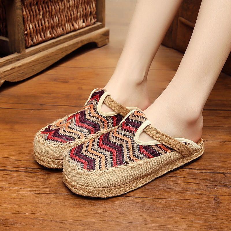 Rainbow Espadrilles Vlas Rugloze Loafers Voor Dames