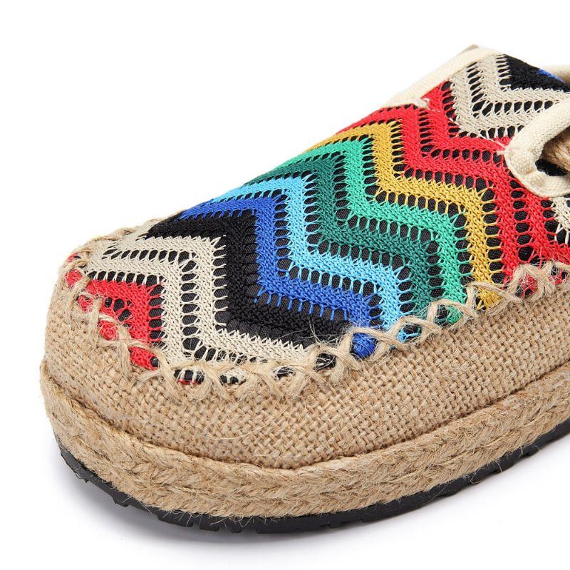 Rainbow Espadrilles Vlas Rugloze Loafers Voor Dames