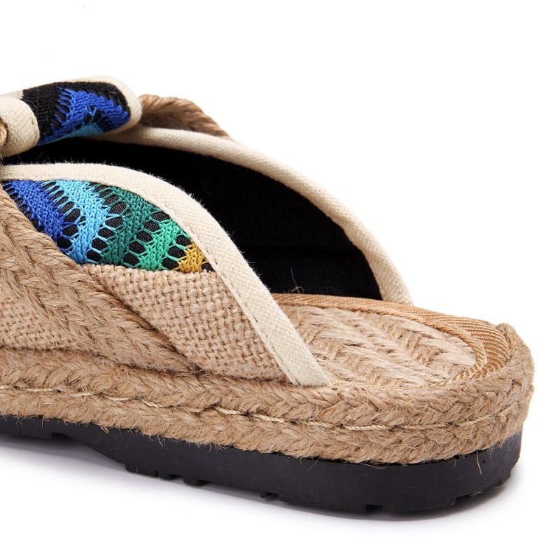 Rainbow Espadrilles Vlas Rugloze Loafers Voor Dames