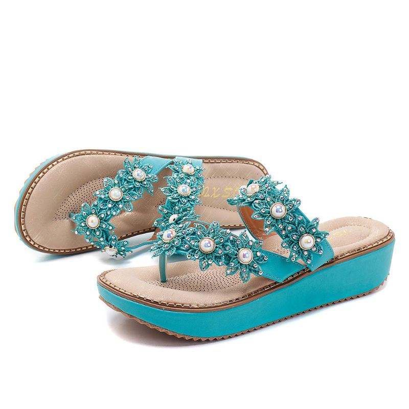 Retro Strass Bloemen Zachte Damesslippers