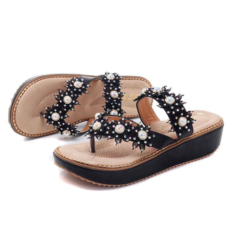 Retro Strass Bloemen Zachte Damesslippers