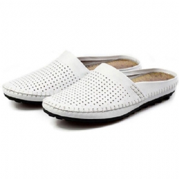 Slipper Heren Uitgehold Casual Strand Instappers In Leer