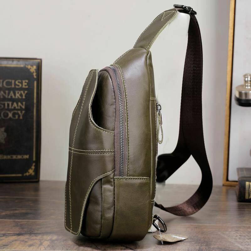 Heren Echt Leer Anti-diefstal Retro Casual Zakelijke Crossbody Tas Borsttas Sling Bag