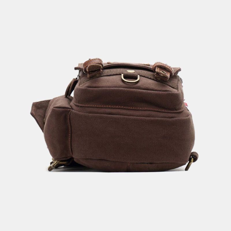 Heren Echt Leer En Canvas Reizen Outdoor Draagtas Persoonlijke Crossbody Tas Borsttas