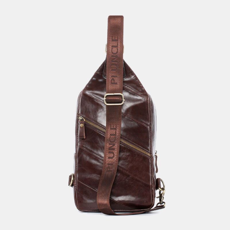 Heren Echt Leer Casual Solid Business Crossbody Tas Schoudertas Borsttas