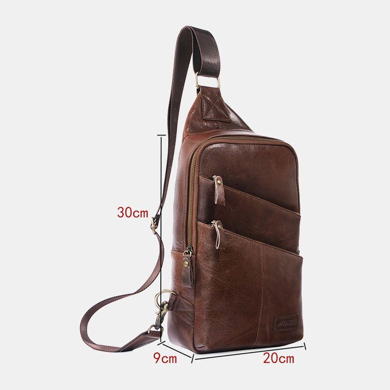 Heren Echt Leer Casual Solid Business Crossbody Tas Schoudertas Borsttas