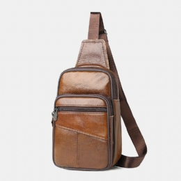 Heren Echt Leer Grote Capaciteit Multi-pocket Slijtvaste Borsttas Crossbody Tas