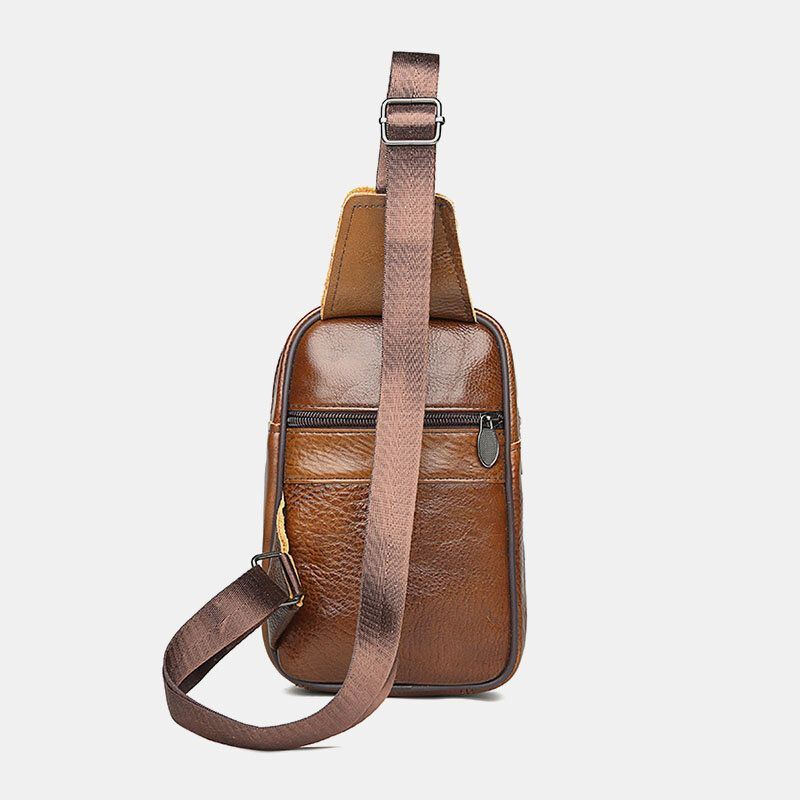 Heren Echt Leer Grote Capaciteit Multi-pocket Slijtvaste Borsttas Crossbody Tas