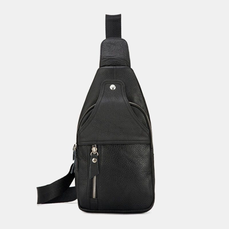 Heren Echt Leer Retro Grote Capaciteit Crossbody Tas Borsttas Sling Bag