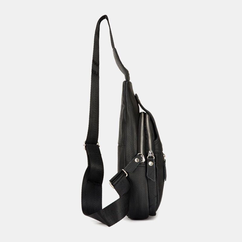 Heren Echt Leer Retro Grote Capaciteit Crossbody Tas Borsttas Sling Bag