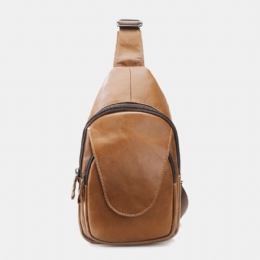 Heren Eerste Laag Koeienhuid Casual Mode Grote Capaciteit Borsttas Crossbody Tas