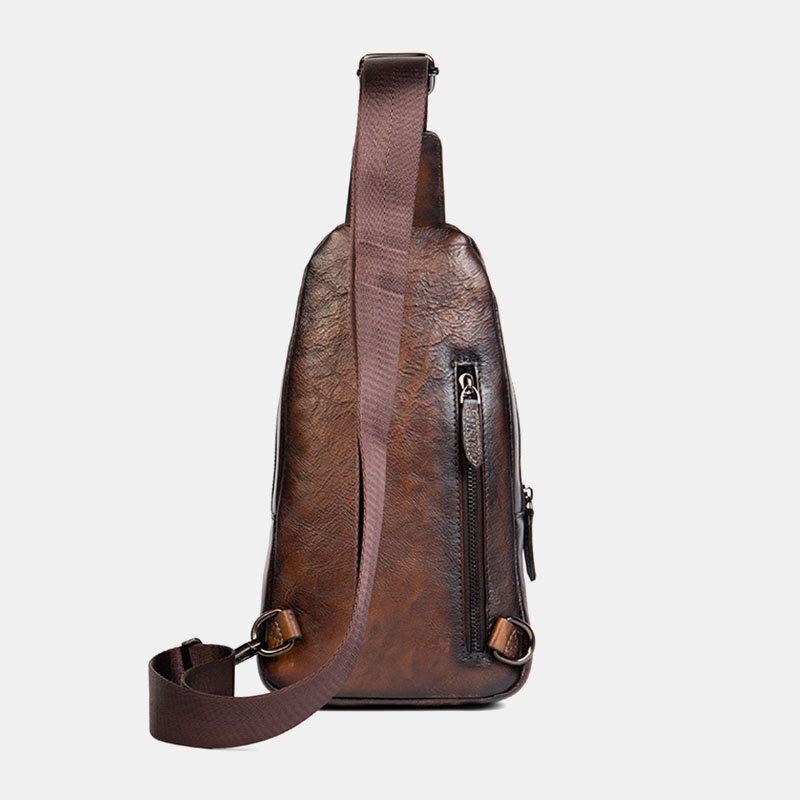 Heren Eerste Laag Koeienhuid Multi-pocket Anti-diefstal Borsttas Messenger Bag Crossbody Schoudertassen