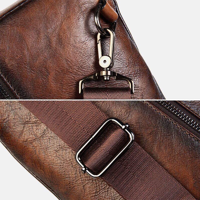 Heren Eerste Laag Koeienhuid Multi-pocket Anti-diefstal Borsttas Messenger Bag Crossbody Schoudertassen