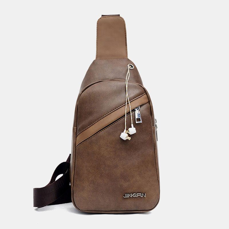 Heren Grote Capaciteit Oortelefoon Gat Zakelijke Multi-pocket Crossbody Tas Borsttas Sling Bag