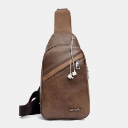 Heren Grote Capaciteit Oortelefoon Gat Zakelijke Multi-pocket Crossbody Tas Borsttas Sling Bag