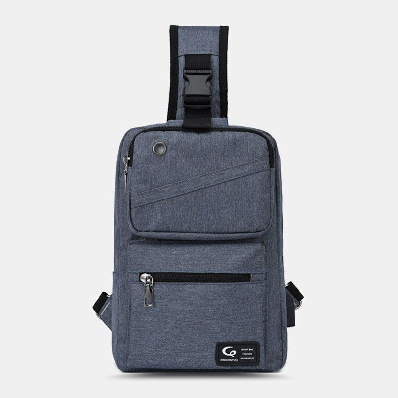 Heren Grote Capaciteit Usb Oplaadbare Gat Hoofdtelefoon Gat Waterdichte Borst Tassen Schoudertas Crossbody Tassen