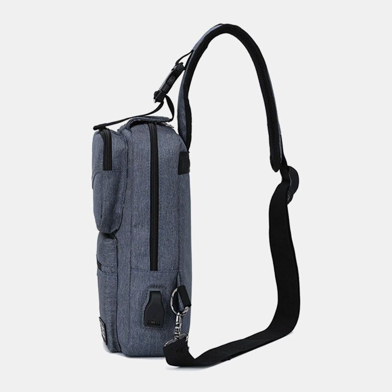 Heren Grote Capaciteit Usb Oplaadbare Gat Hoofdtelefoon Gat Waterdichte Borst Tassen Schoudertas Crossbody Tassen