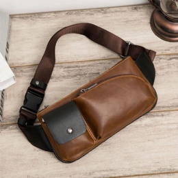 Heren Kunstleer Retro Zakelijk Casual Multi-carry Heuptas Borsttas Sling Bag