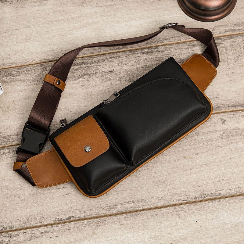 Heren Kunstleer Retro Zakelijk Casual Multi-carry Heuptas Borsttas Sling Bag