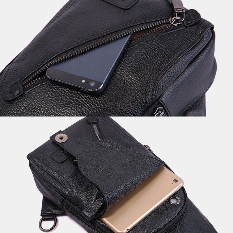 Heren Lederen Borsttas Schoudertas Crossbody Tas