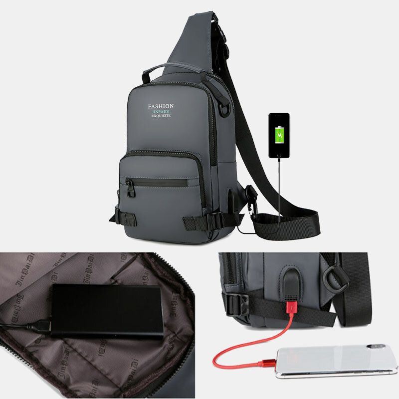 Heren Multi-layers Space Business Solid Schoudertas Crossbody Tas Borsttas Met Usb Opladen