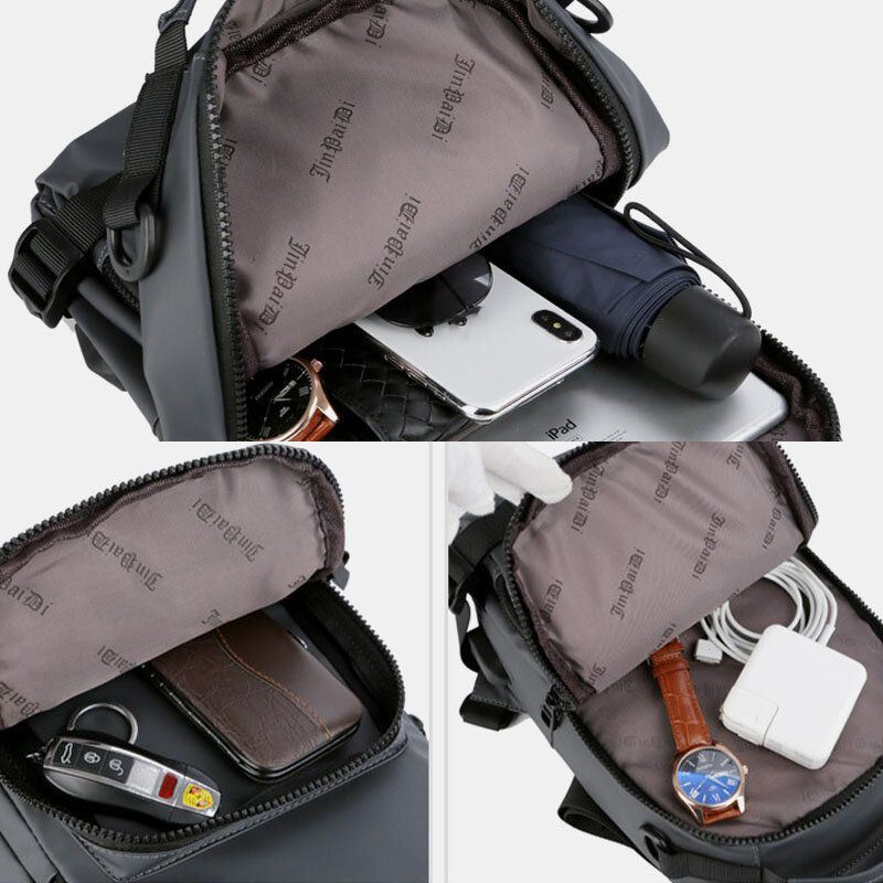 Heren Multi-layers Space Business Solid Schoudertas Crossbody Tas Borsttas Met Usb Opladen