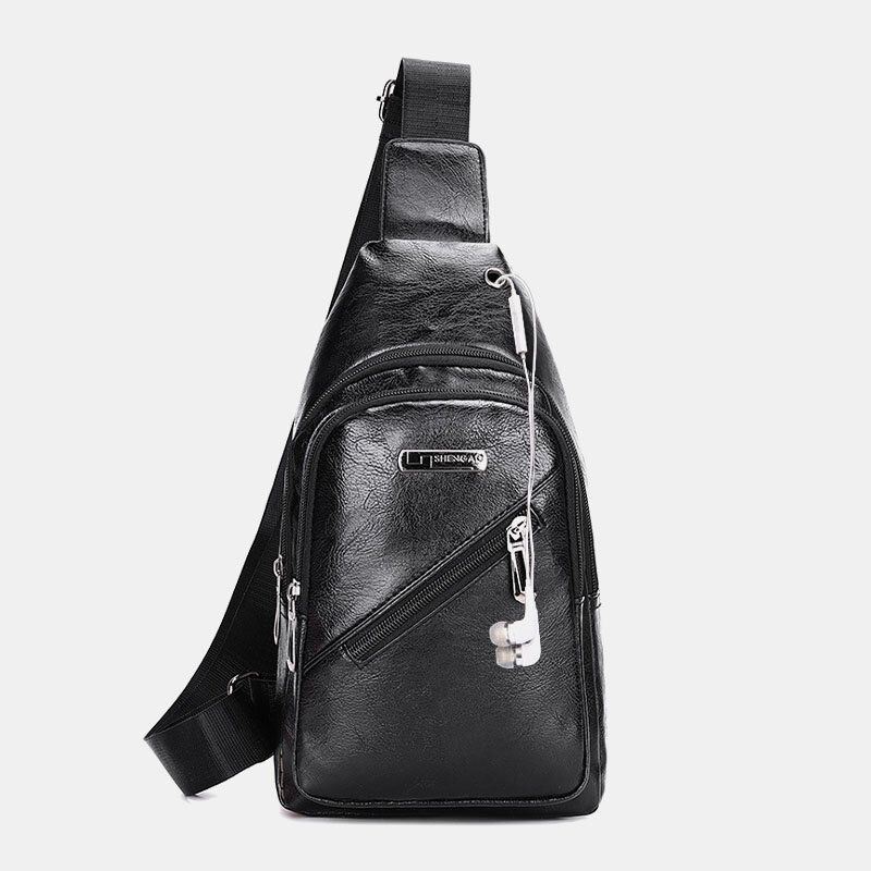 Heren Oortelefoongat Zakelijke Crossbodytas Met Meerdere Zakken Borsttas Sling Bag