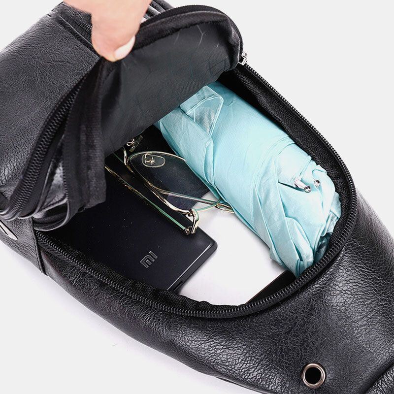 Heren Oortelefoongat Zakelijke Crossbodytas Met Meerdere Zakken Borsttas Sling Bag