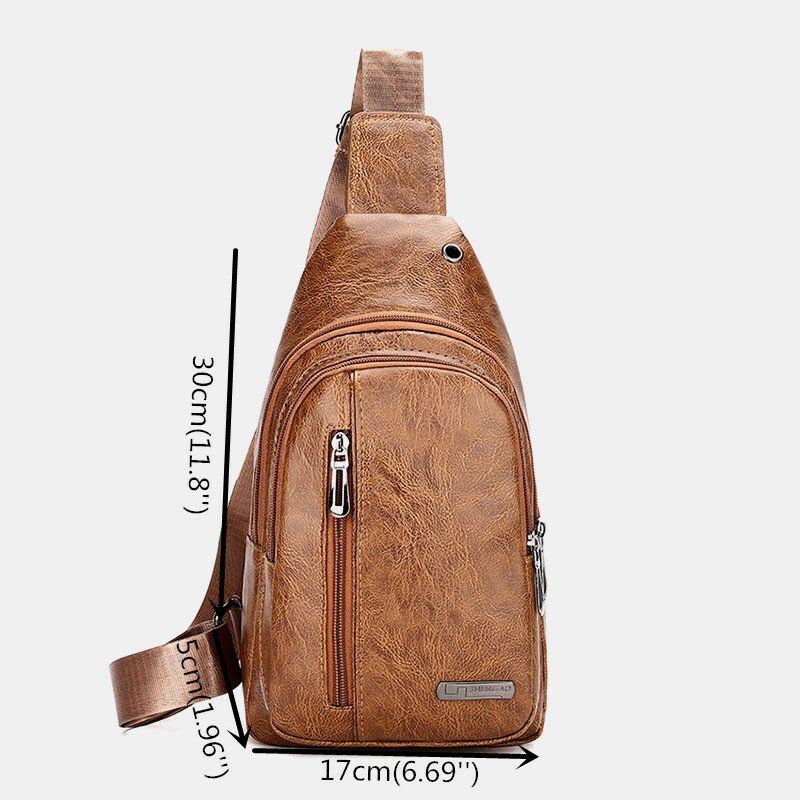 Heren Oortelefoongat Zakelijke Crossbodytas Met Meerdere Zakken Borsttas Sling Bag