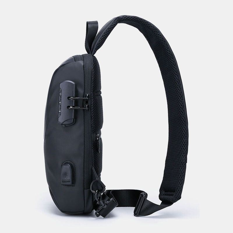 Heren Oxford Anti-diefstal Wachtwoord Lock Grote Capaciteit Borst Tas Reizen Usb Opladen Waterdicht Ademend Messenger Bag Schoudertas