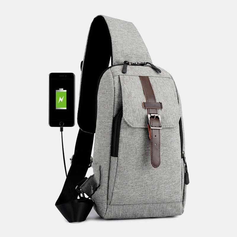 Heren Oxford Casual Slijtvaste Multifunctionele Usb Opladen Borsttas Crossbody Tas