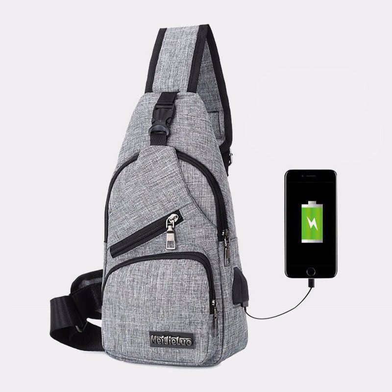 Heren Oxford Doek Usb Opladen Multi-pocket Grote Capaciteit Waterdichte Borsttas Schoudertas