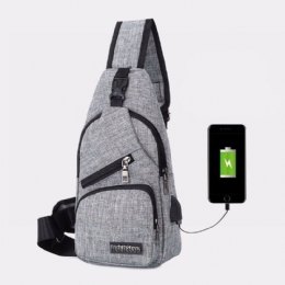 Heren Oxford Doek Usb Opladen Multi-pocket Grote Capaciteit Waterdichte Borsttas Schoudertas